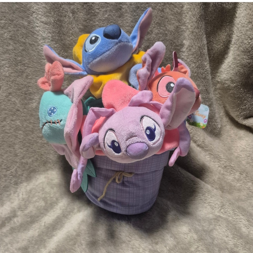 Disney Stitch Plush Stuffed Animal Toy Flower Basket 0066KM01 17405/17414 NWT